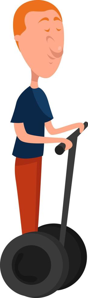 Junge auf einem Segway, Illustration, Vektor auf weißem Hintergrund