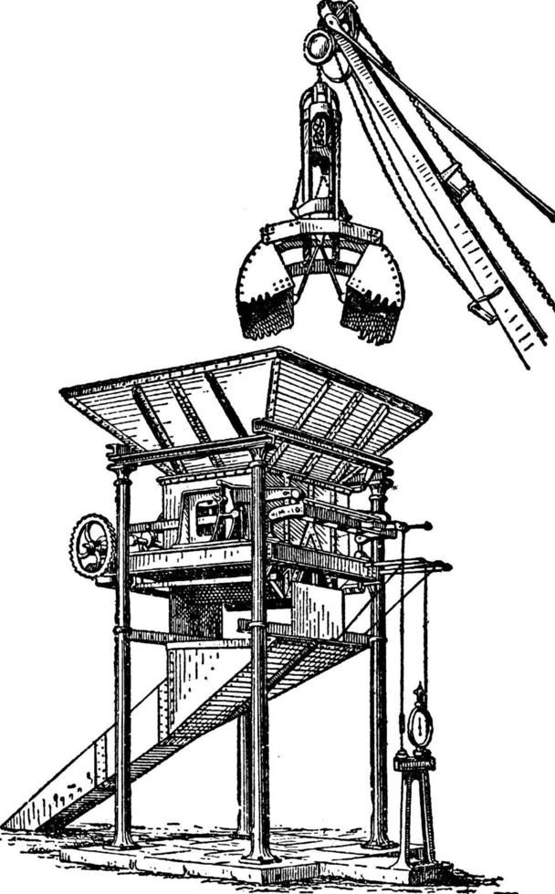 automatische Kohlewaage, Vintage-Illustration. vektor