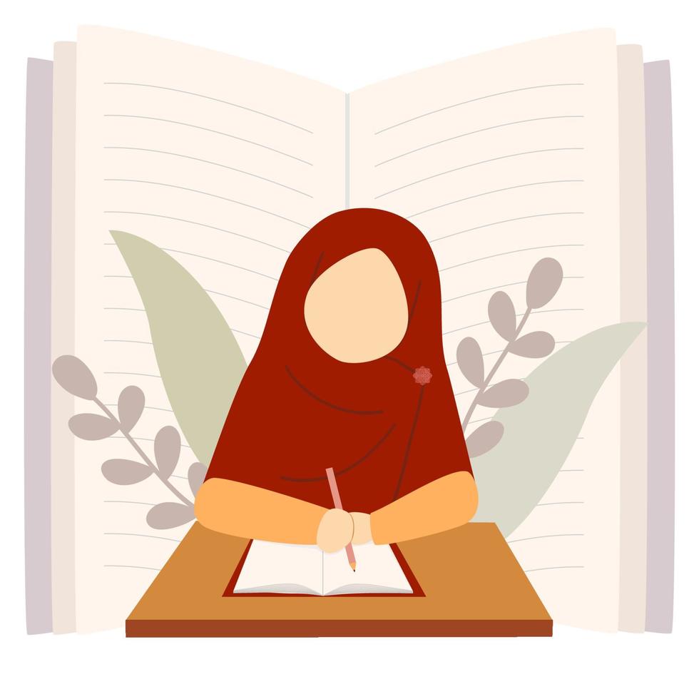Illustration einer muslimischen Schriftstellerin vektor