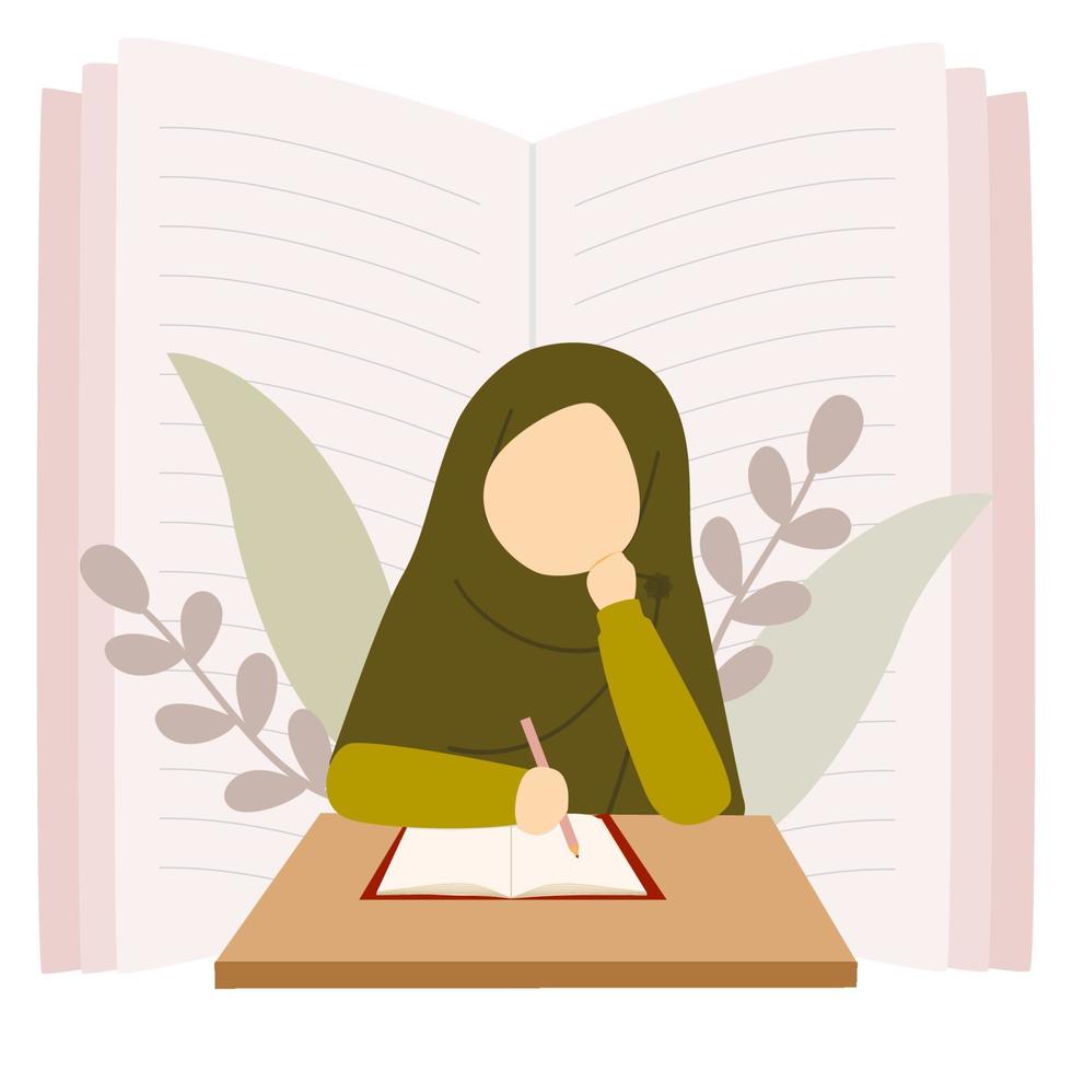 illustration av en muslim kvinna författare vektor