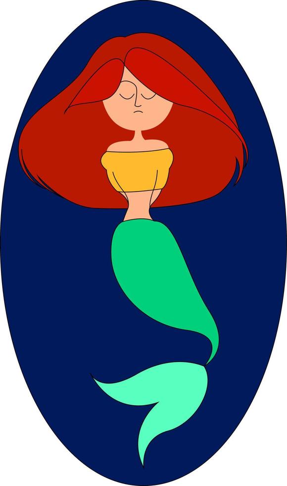 Schlafende Meerjungfrau, Illustration, Vektor auf weißem Hintergrund.
