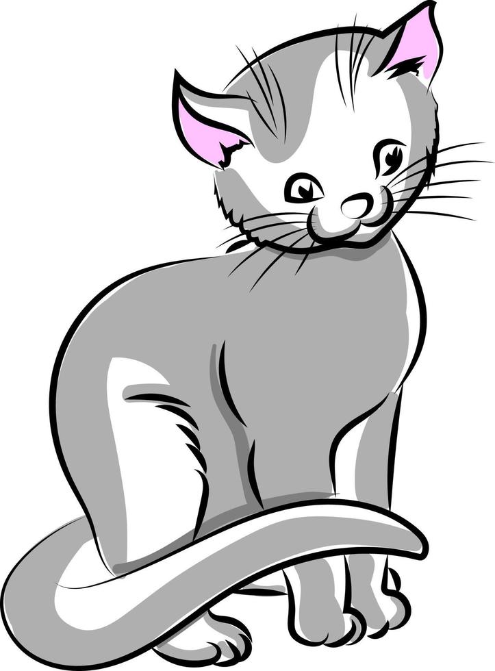 süße Katze, Illustration, Vektor auf weißem Hintergrund.