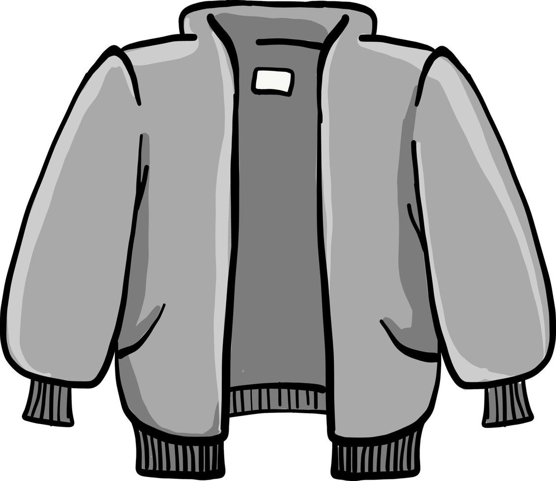 graue Jacke, Illustration, Vektor auf weißem Hintergrund.