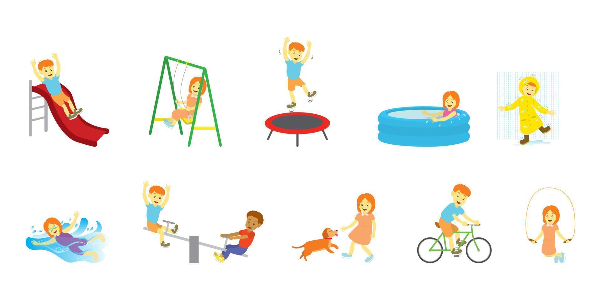 illustration der täglichen aktivitäten von kindern. gut für Geschichtenbücher für Kinder, Drucken, Poster, Websites, Aufkleber, T-Shirts und mehr vektor