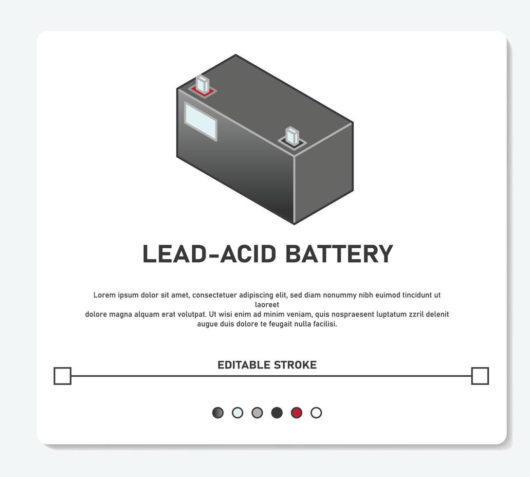 Stromversorgung USV Blei-Säure-Batterie einfacher Vektor editierbarer Schlaganfall
