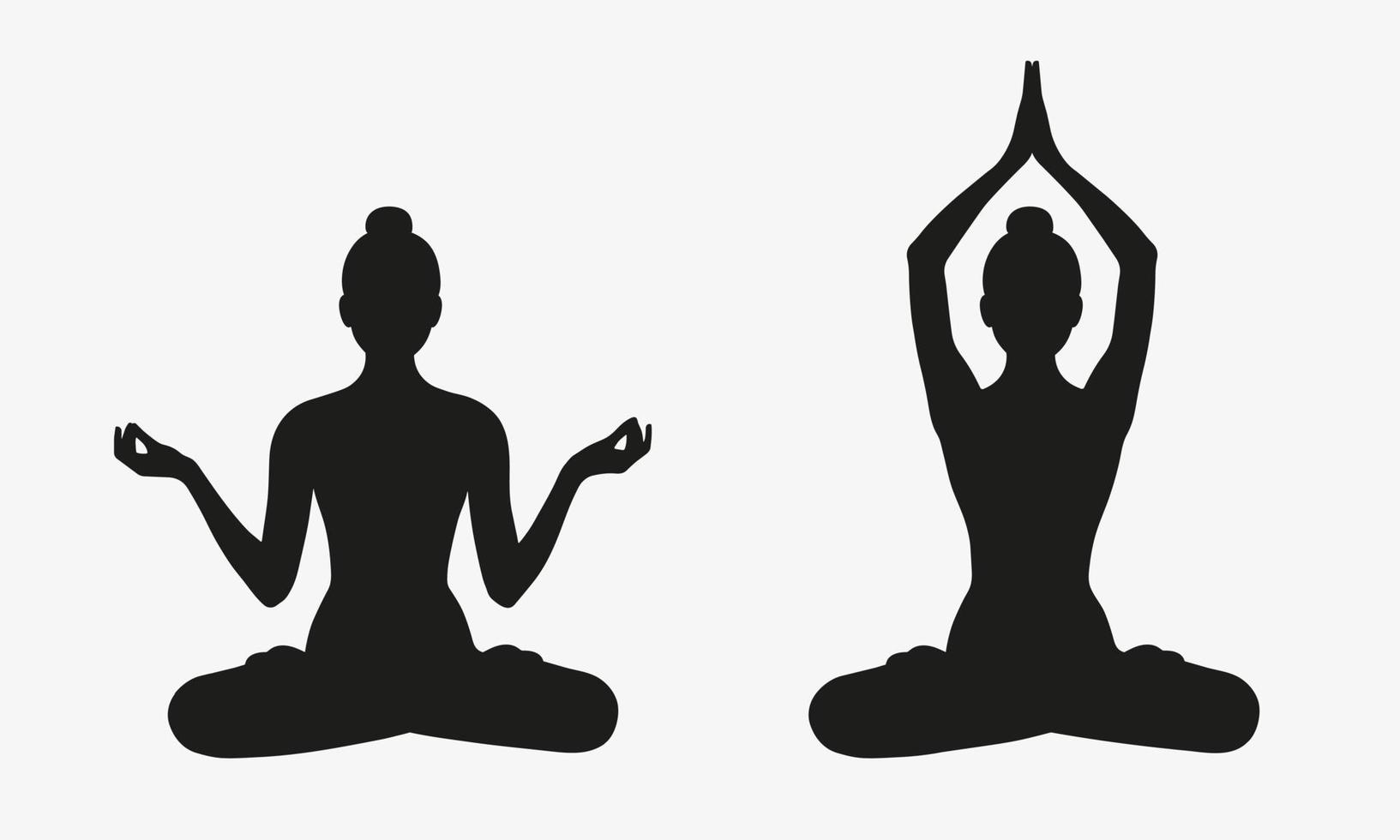 Yoga-Silhouette. Meditierende Frau im Lotussitz. vektor