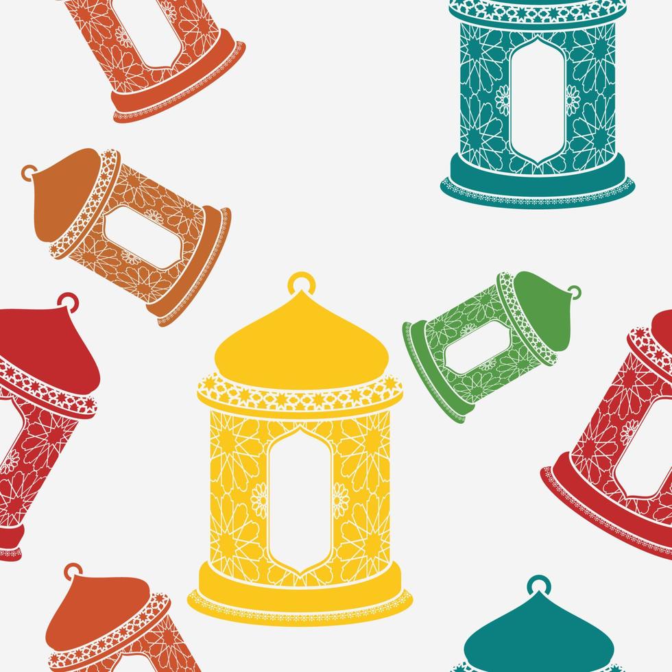 editierbare flache monochrome arabische laternenvektorillustration mit verschiedenen farben als nahtloses muster für die erstellung des hintergrunds islamischer gelegentlicher themen wie ramadan und eid oder arabischer kultur vektor