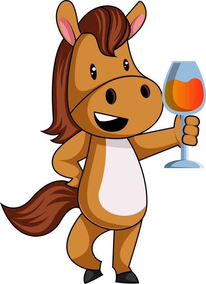 Pferd mit Wein, Illustration, Vektor auf weißem Hintergrund.