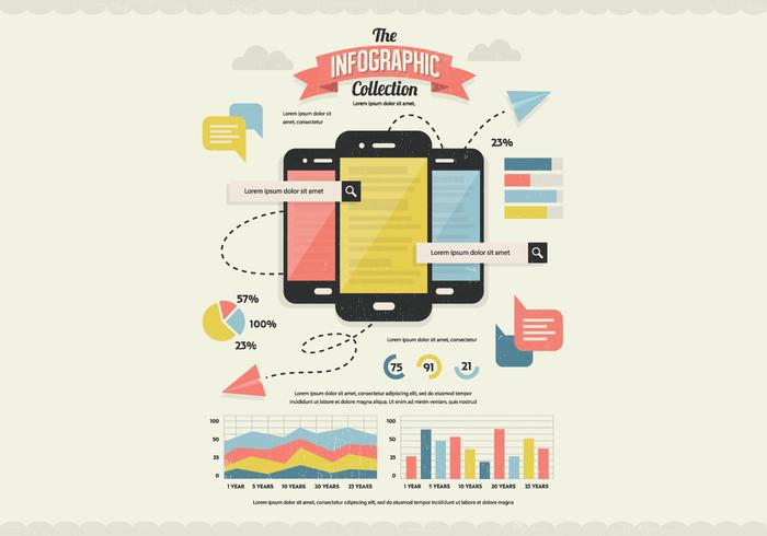 Mobile Suche Infografiken Sammlung Vektor