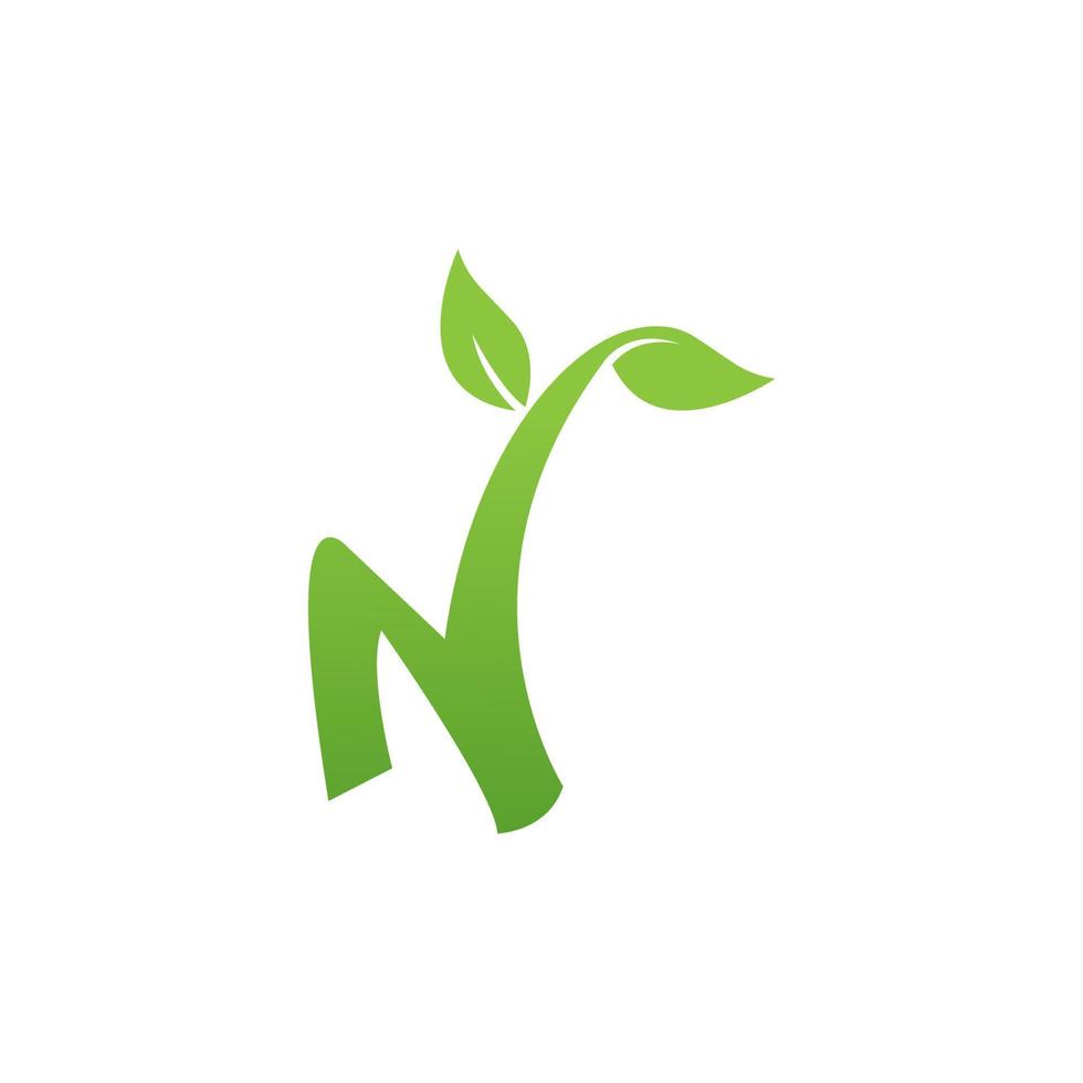 Buchstabe n Blatt Natur Logo Vektorbild vektor