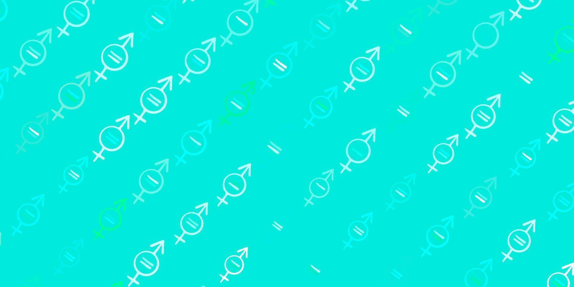 hellgrüner Vektorhintergrund mit Frauenpowersymbolen. vektor