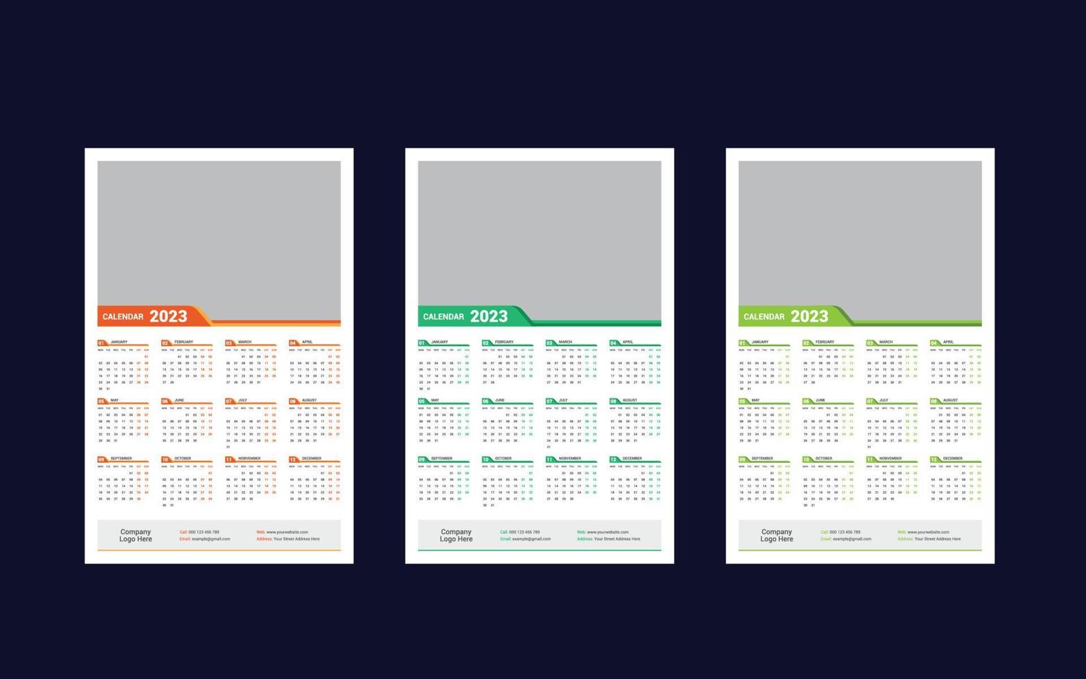 ett sida vägg kalender 2023 vektor