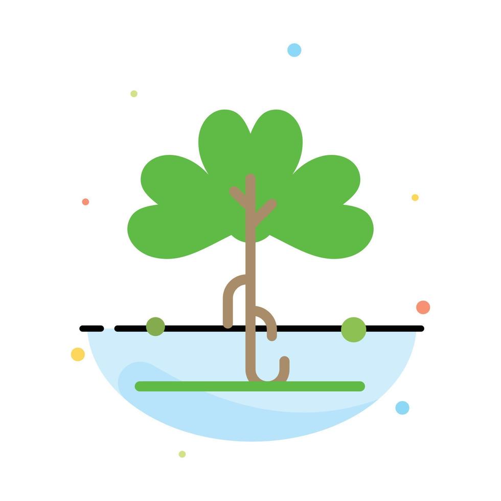 klöver grön irland irländsk växt abstrakt platt Färg ikon mall vektor
