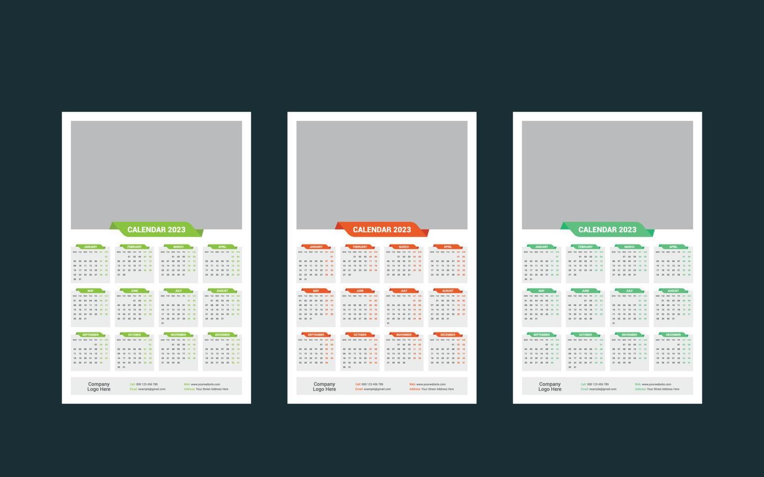 ett sida vägg kalender 2023 vektor