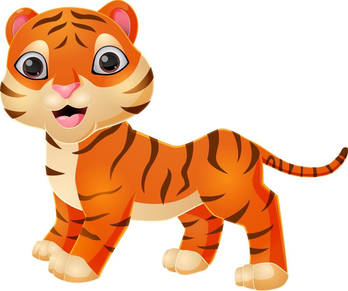 niedlicher Tiger-Cartoon auf weißem Hintergrund vektor