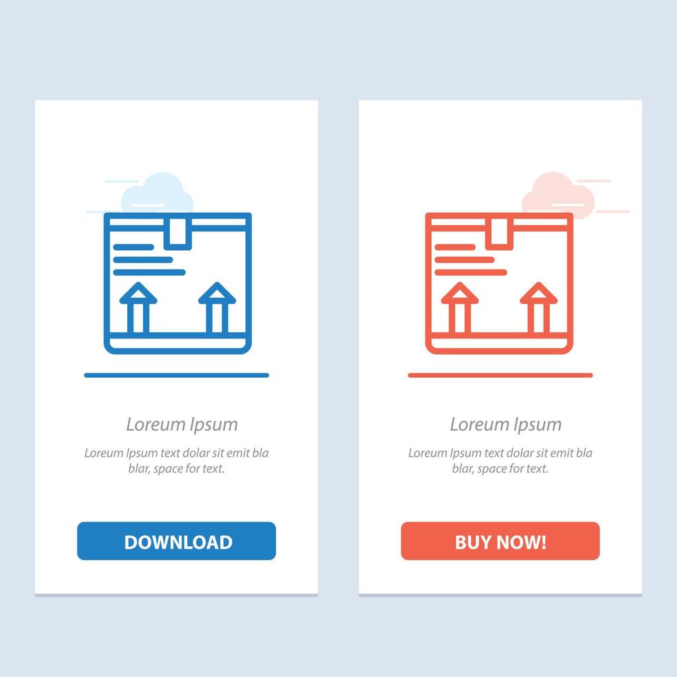liefern box pfeil nach oben blau und rot jetzt herunterladen und kaufen web-widget-kartenvorlage vektor