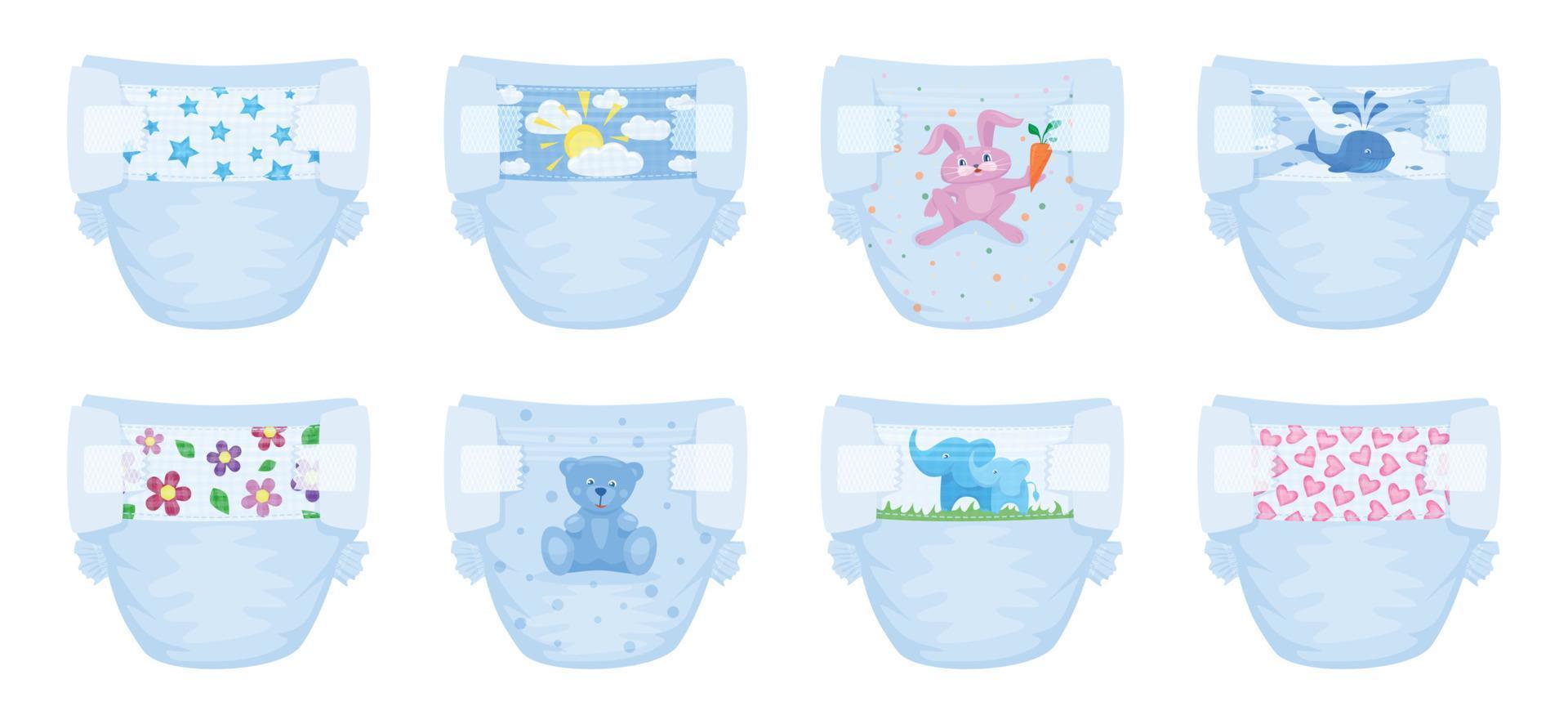 Babywindel-Designs-Set vektor