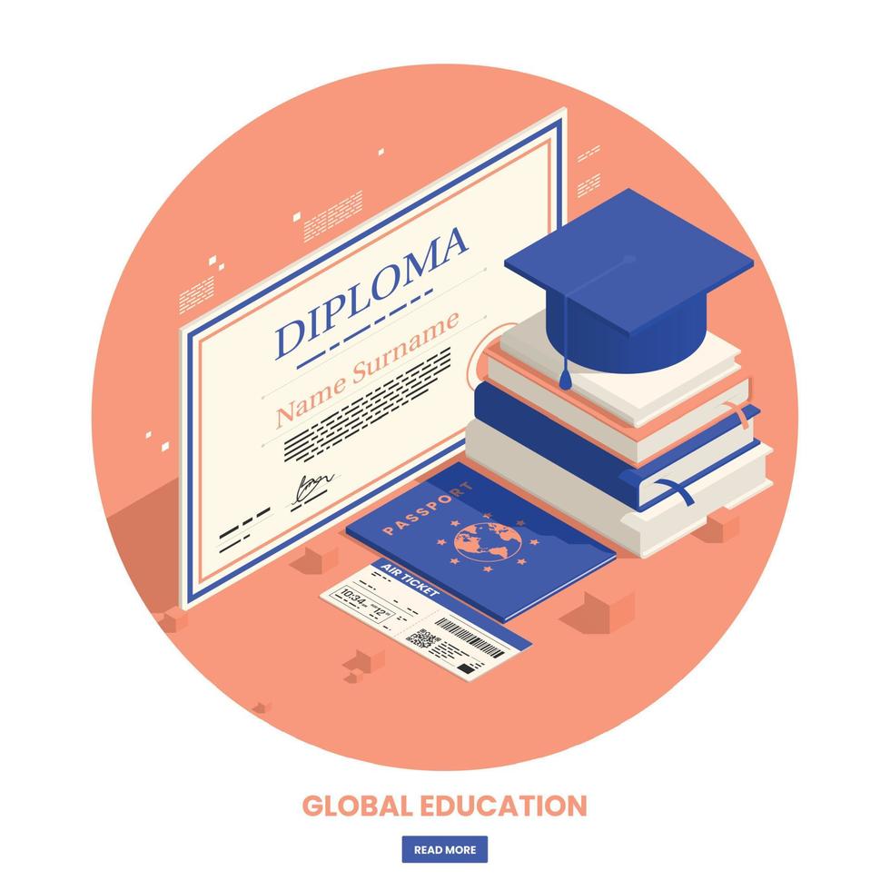 Zusammensetzung des globalen Bildungsdiploms vektor