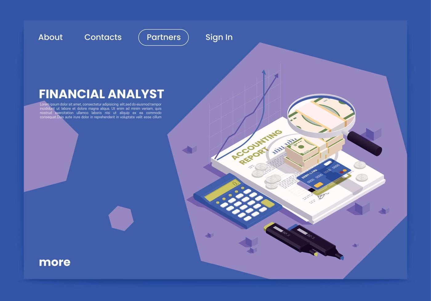 finansiell analytiker landning sida vektor