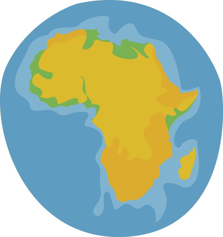 Afrika auf dem Planeten, Illustration, Vektor auf weißem Hintergrund.