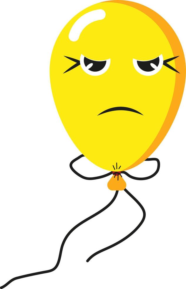 Wütender gelber Ballon, Illustration, Vektor auf weißem Hintergrund.