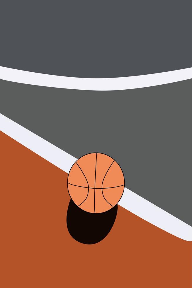 Basketball auf dem Boden, Illustration, Vektor auf weißem Hintergrund.