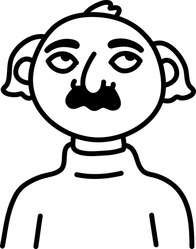 Mann mit seltsamen Ohren, Illustration, auf weißem Hintergrund. vektor
