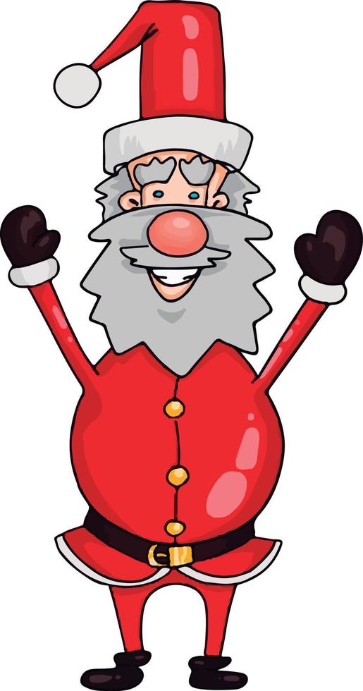 Ein alter Weihnachtsmann in Rot, Illustration, Vektor auf weißem Hintergrund.