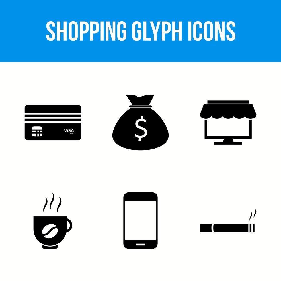 sechs Shopping-Glyphen-Symbole vektor