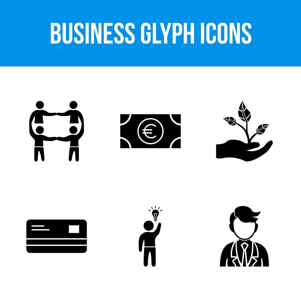 6 Business-Glyphen-Symbole vektor