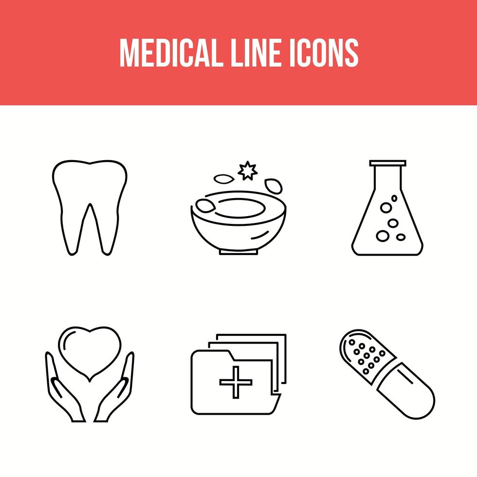 schöne 6 Ikonen Packung der medizinischen Vektorikonen vektor