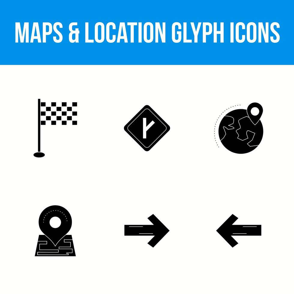 uppsättning vackra kartor och plats glyph ikoner vektor