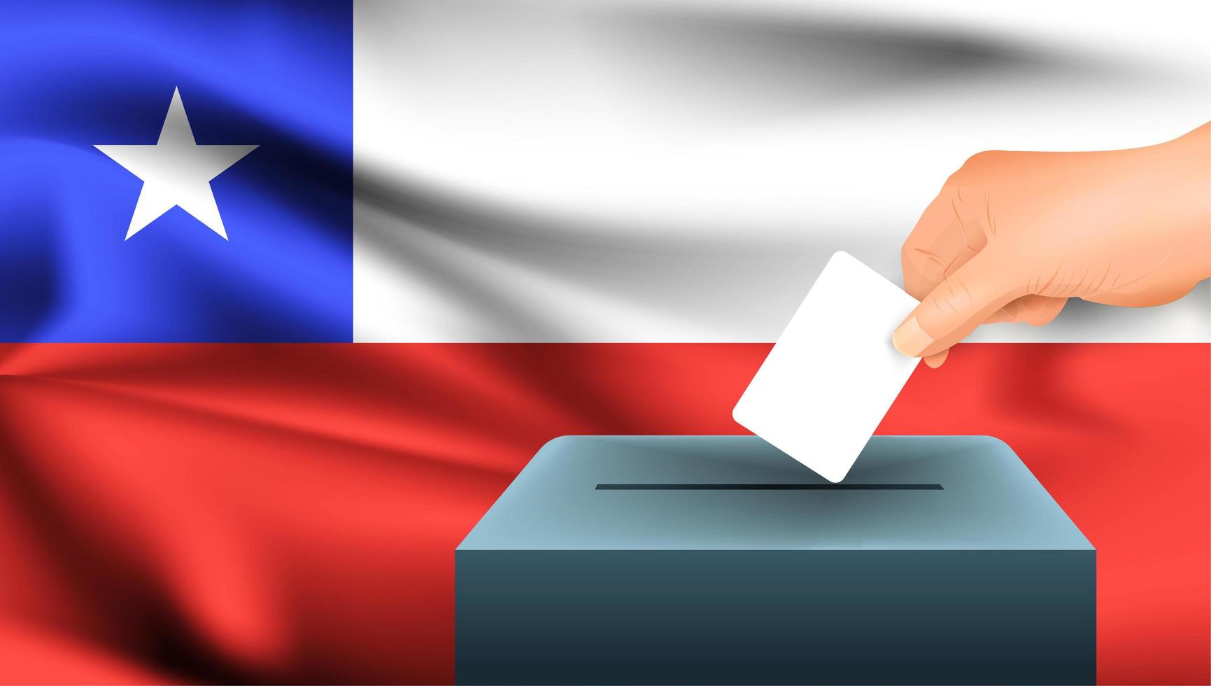 Hand, die Stimmzettel in Box mit chilenischer Flagge setzt vektor