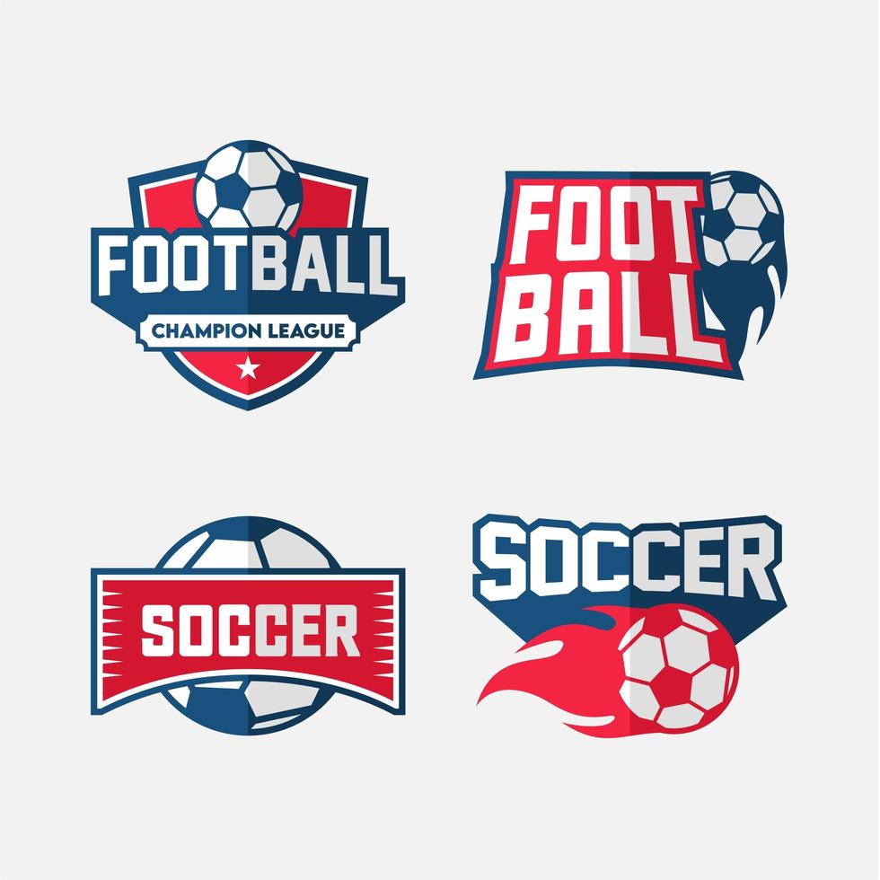 fotboll eller fotboll emblem set vektor