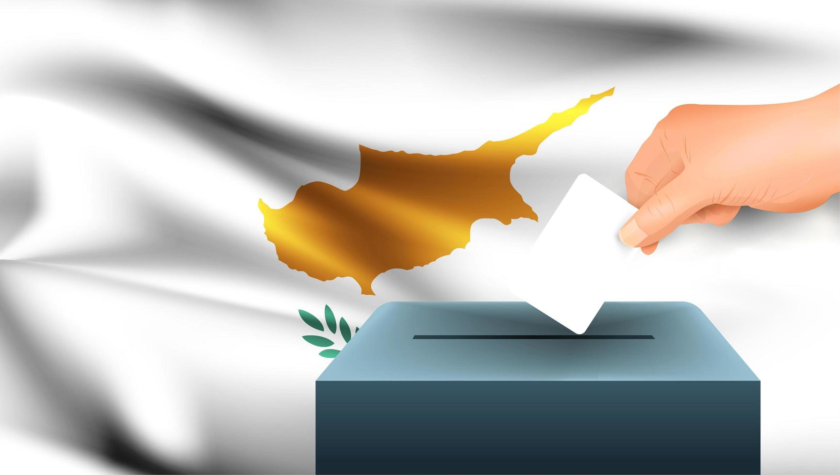 Hand Stimmzettel in Box mit Zypern Flagge setzen vektor