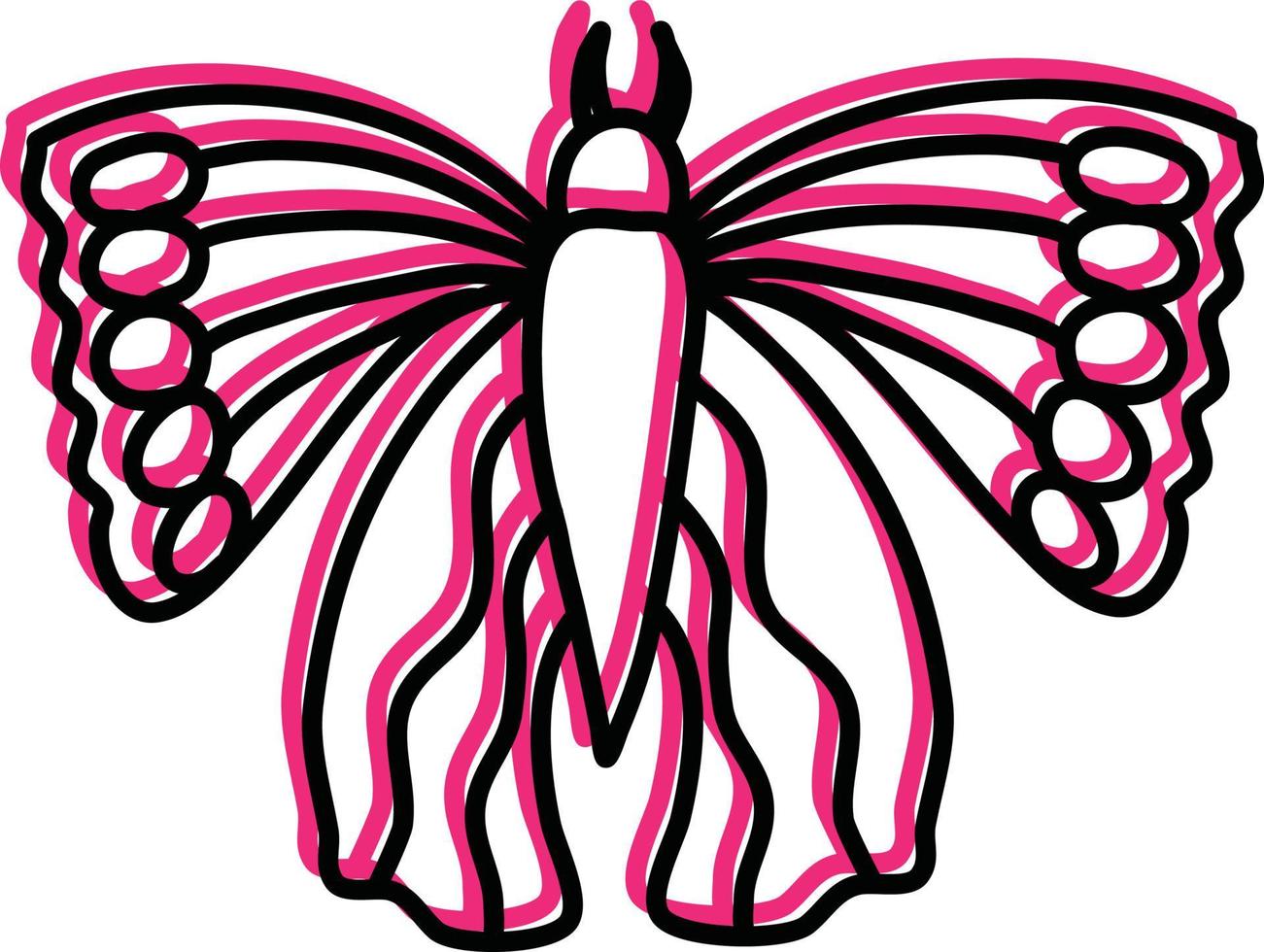 Rosa Schmetterling mit ungewöhnlichen Flügeln, Illustration, Vektor auf weißem Hintergrund