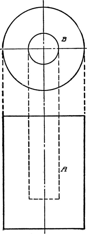 Zylinder mit kreisförmigem Loch, Vintage-Illustration. vektor