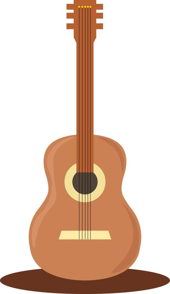 braune Gitarre, Illustration, Vektor auf weißem Hintergrund.