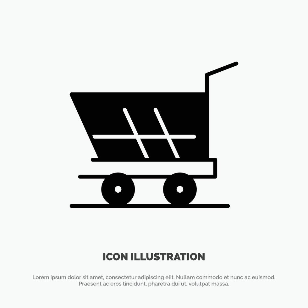 Warenkorb Trolley einkaufen kaufen soliden Glyphen-Icon-Vektor vektor