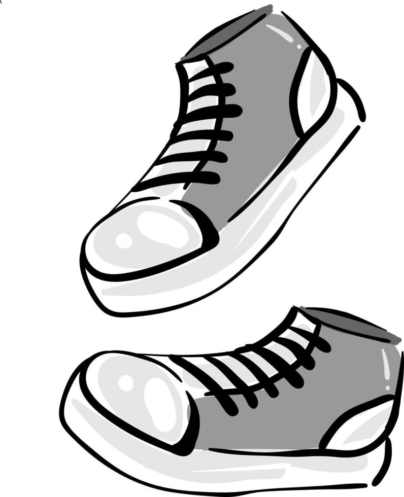 grå sneakers, illustration, vektor på vit bakgrund