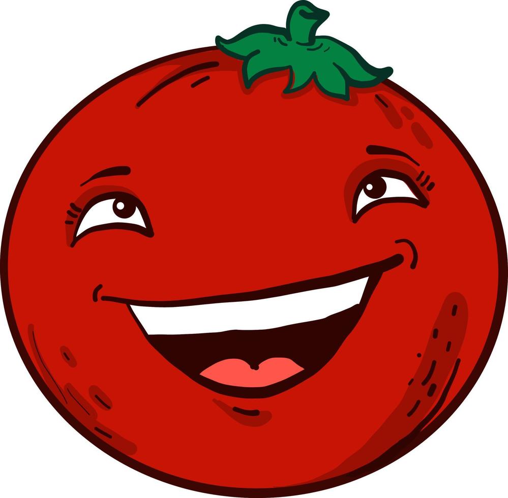 röd tomat skrattar, illustration, vektor på vit bakgrund