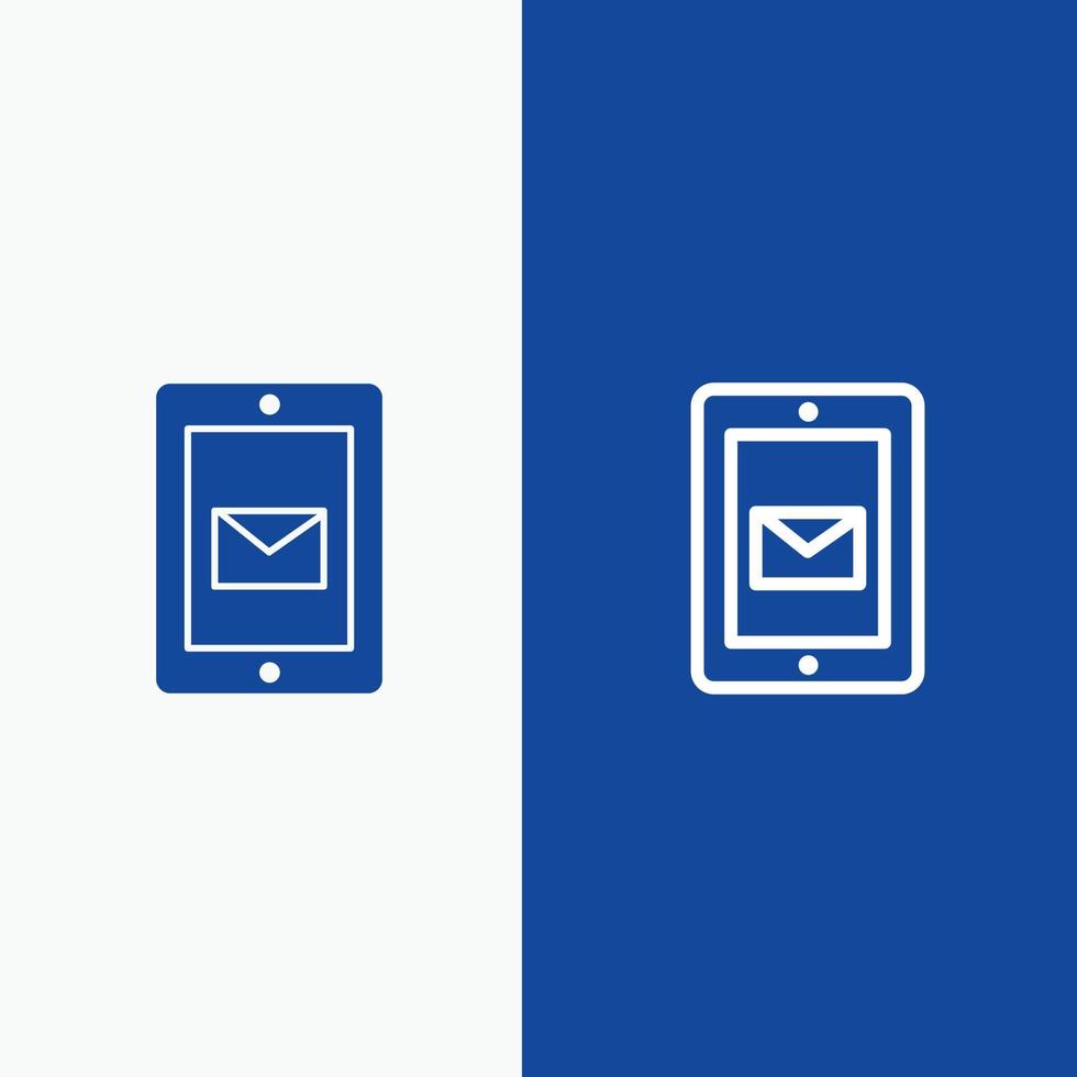 mobile Chat-Service-Supportleitung und Glyphe solides Symbol blaues Banner Linie und Glyphe solides Symbol blaues Verbot vektor