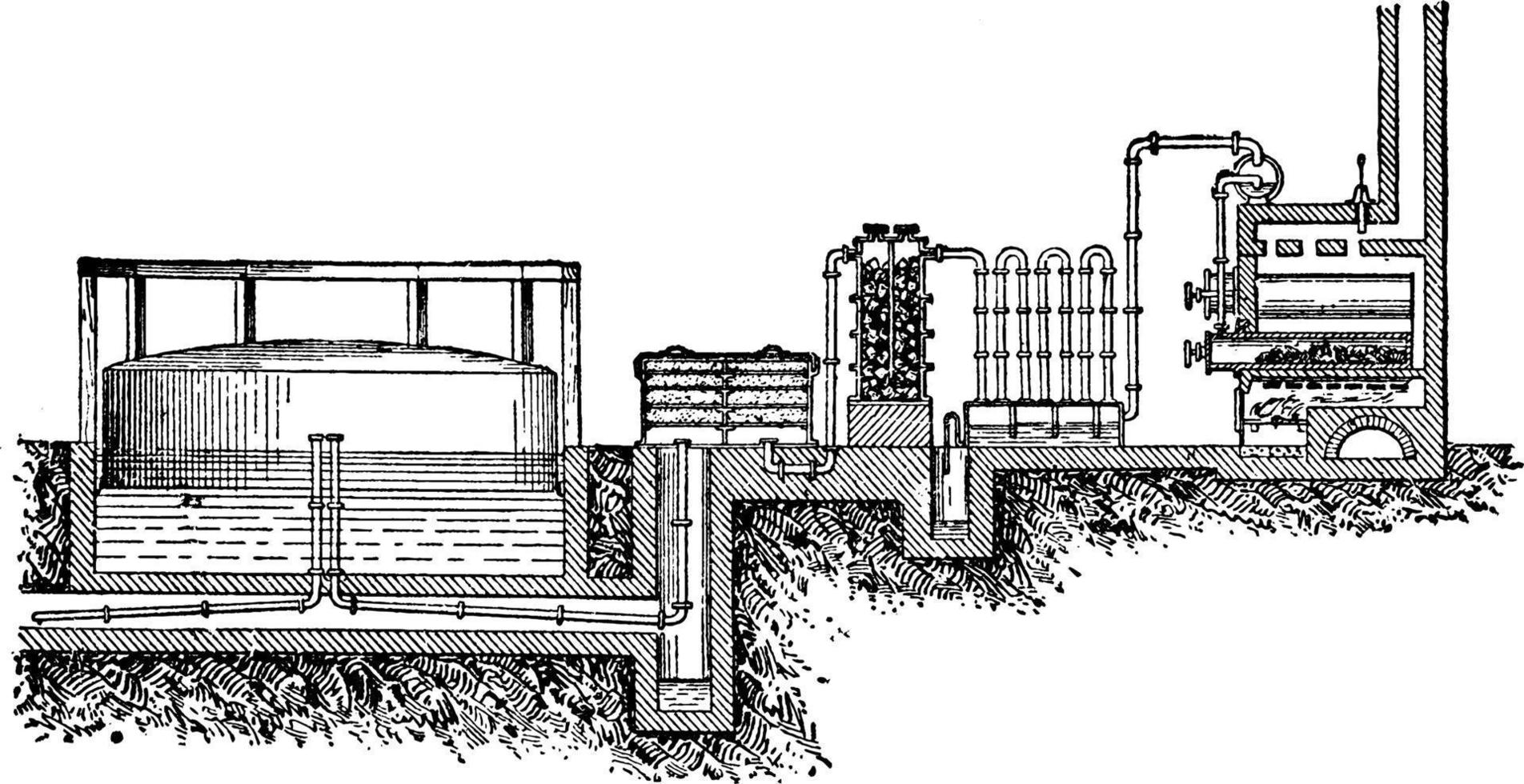 gashus, årgång illustration. vektor