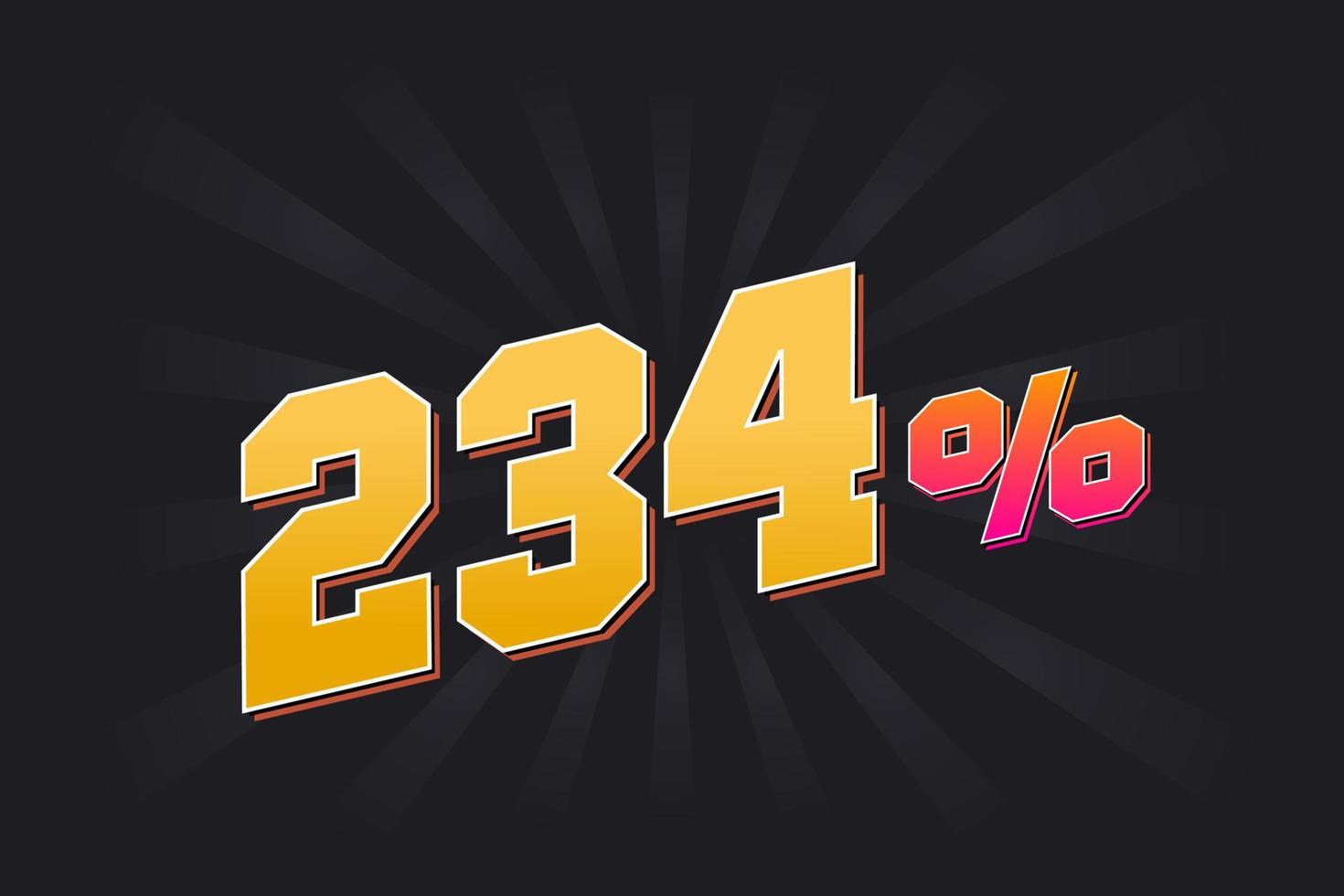 234 Rabattbanner mit dunklem Hintergrund und gelbem Text. 234 Prozent verkaufsförderndes Design. vektor