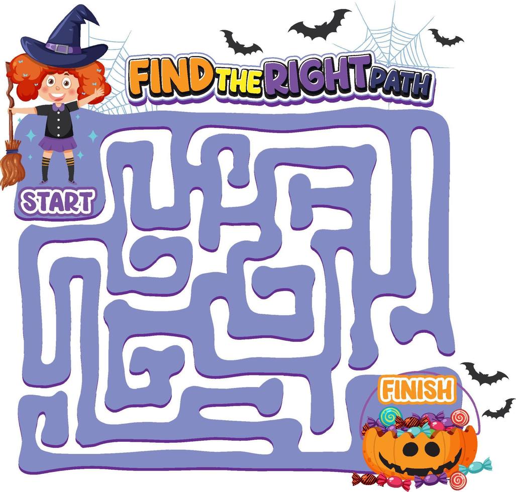 Labyrinth-Spielvorlage im Halloween-Thema für Kinder vektor