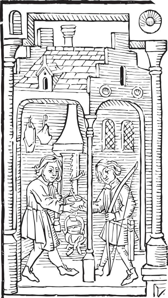 biblien pauperum, Jacob och esau från de tionde sida av de gravyr, årgång gravyr. vektor