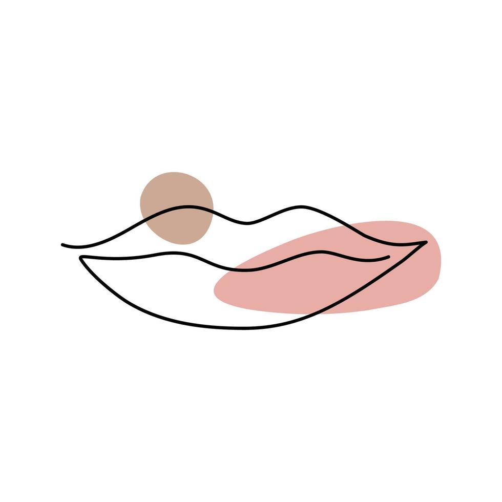 kvinnors mun i de stil av en linje konst med färgad fläckar. vektor illustration