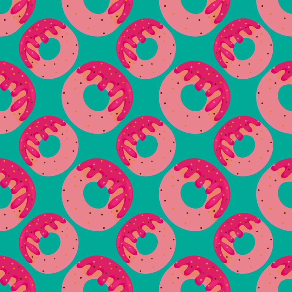 Donuts-Muster, nahtloses Muster auf Cyan-Hintergrund. vektor