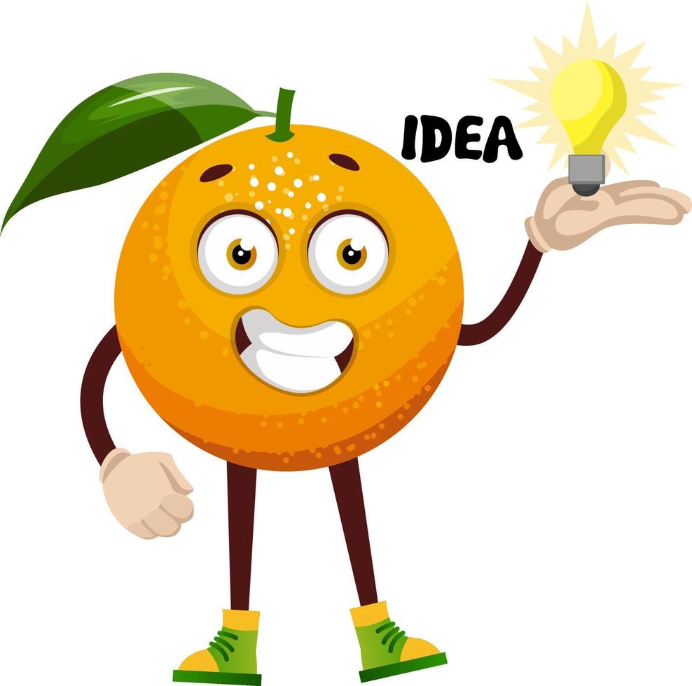 Orange mit Idee, Illustration, Vektor auf weißem Hintergrund.