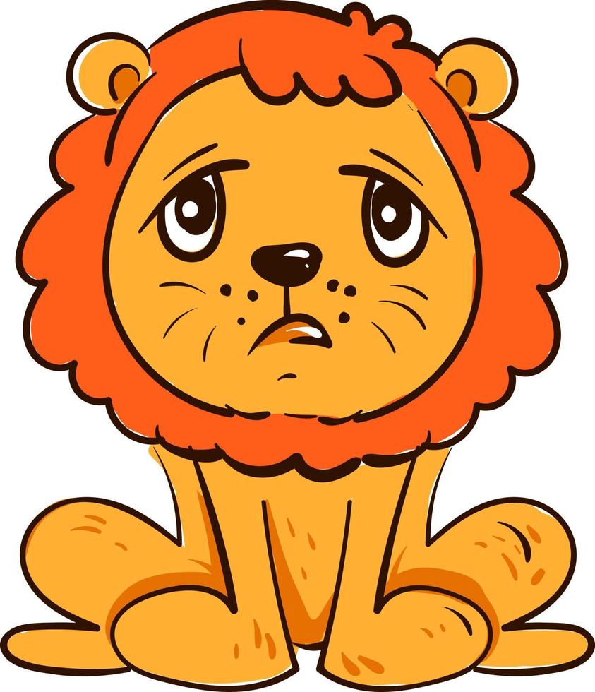 Trauriger Löwe, Illustration, Vektor auf weißem Hintergrund